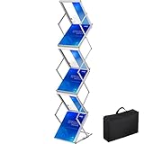 VEVOR Literaturständer, 6 Taschen, Pop-Up-Aluminium-Magazinständer, Leichter Kataloghalter, Ständer mit Tragetasche für Wohnzimmer, Hotel, Messe, Ausstellung, Büro