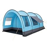 CampFeuer Zelt Relax4 für 4 Personen | Hellblau/Grau | Variables Tunnelzelt mit großem Vorraum, 5000 mm Wassersäule | Abtrennbare Schlafkabine | Gruppenzelt, Campingzelt, Familienzelt