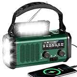 YIKANWEN Kurbelradio mit 20000mAh Akku Wiederaufladbare, Tragbar Solar Radio Dynamo Radio mit AM/FM, Power Bank,LED Camping Licht,SOS-Alarm,Kompass (Blackish Green)