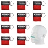10 Stück Beatmungsmaske Erste Hilfe mit Schlüsselanhänger und Einwegventil - CPR Face Shield für Auto & Unterwegs - Erste Hilfe Beatmungsmasken für Erwachsene und Kinder (Roten Farbe)