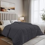 Utopia Bedding Bettdecke Einleger 135x200 cm - Gesteppter Deckbett mit Eckfächern (135 x 200, Grau)