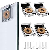 4 Stück Spiegelhalterung Wand,Spiegelhalterung,Spiegel Aufhängung,Pfostenträger Höhenverstellbar,Clips Set Mit Schwere Dübel Und Schrauben,Schweren Spiegel Glas Für Bad- Und Zimmerspiegel