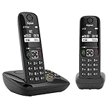 Gigaset AS690A Duo - 2 Schnurlose DECT-Telefone mit Anrufbeantworter - kontrastreiches Display - brillante Audioqualität - einstellbare Klangprofile - Freisprechfunktion - Anrufschutz, schwarz