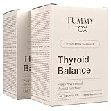 Schilddrüse - Jod Tabletten, Zink, Selen, L Tyrosin, Magnesium, Königsbasilikum, Schisandra, Mangan und Guggul - 120 Kapseln für 60 Tage, Thyroid Balance Tummy Tox