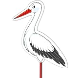 Storch zur Geburt Baby I 105 cm Geburtsstorch I wetterfest für draußen I Inkl. Stab aus Holz I Geburtsgeschenk Klapperstorch für Junge & Mädchen I Deko Willkommen zuhause