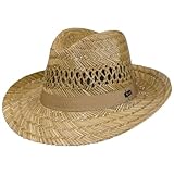 Lipodo Classic Fedora Strohhut - Sommerhut Made in Italy - Bogarthut mit Ripsbandgarnitur - Hut aus Stroh - Sonnenhut Frühjahr/Sommer Natur L (58-59 cm)