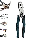 5-in-1 Kombinationszange mit Abisolierzange, Crimpzange, Seitenschneider und Schraubenschlüssel, Profi Multifunktionale Präzisionsschneide-Zange, Drahtschneider, Nagelzange, Kraftseitenschneider