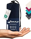 Fit-Flip Hüttenschlafsack Baumwolle - ultraleichter Innenschlafsack 325g - dünner Reiseschlafsack - kompakt, klein & seidig weich - Schlafsack Inlett mit Kissenfach - Farbe: Marineblau