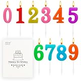 BEAN LIEVE 10 Stück Ziffern-Geburtstagskerzen – Kuchen-Zahlenkerzen, Zahlen 0–9, glitzernde Kuchendekoration für Geburtstag, Hochzeitstag und Partyfeier (bunt)