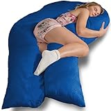 Traumreiter Seitenschläferkissen Jumbo XXL langes und extra hohes orthopädisches Komfortkissen, Schwangerschaftskissen zum Schlafen Stillkissen Kissen, Body Pillow Schlafkissen mit Bezug Blau Deluxe