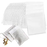 QincLing Teebeutel leer, 100 Stück, Papier-Teefilterbeutel, Einweg-Teebeutel, Kordelzug-Teebeutel, Filter, Gewürzbeutel, Filterpapier, Teefilter, fein für Tee, Früchtetee, Tee, Blumen, Gewürze, Kräute