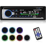 1 Din Autoradio Bluetooth - autoradio mit bluetooth Freisprecheinrichtung - 7 bunte Hintergrundbeleuchtung FM Autoradio - USB/AUX IN/SD Card/MP3/WMA/WAV/FLAC