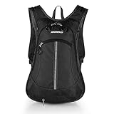 SUPRBIRD Fahrradrucksack, 15L Damen & Herren Wanderrucksack Outdoorucksack Wasserdicht MTB Rucksack Ultralight Trinkrucksack Motorrad Rucksack Rucksack wandern Skirucksack Schwarz