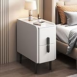 Aufbewahrungsschrank, Nachttisch mit doppelter Schublade, Nachttisch aus Holz mit Schubladen, konische Beine für Schlafzimmer, Wohnzimmer und Flur