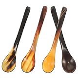 IMIKEYA 4 Stück Horn Eierlöffel Getränke Rührlöffel Hornlöffel Kaffee Rührlöffel Espressolöffel Kaffee Rührstäbchen Eistee Löffel Hornlöffel
