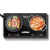 Kochplatte,CUSIMAX 3500W Infrarot Doppelkochplatte,Edelstahl kochplatten 2er elektrisch mit LED Display,Timer,Touch-Steuerung,Kindersicherung,Schwarz Glaskeramik Kochplatte Burner