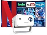 Android 13 Beamer 4K, 400 ANSI Smart Beamer mit WLAN und Bluetooth, Autofokus Auto Keystone Mini Tragbarer Projektor Sprachfernbedienungs unterstützter Heimkino(L018 NTV)