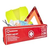 SUNGENIX KFZ Kombitasche (43 in 1) Inkl Warndreieck kfz, Verbandskasten Set & Warnwesten Auto DIN 13164:2022 (StVO konform) für PKW, LKW & Motorrad