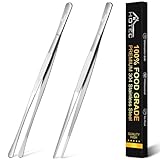 Hotec Grillzange Edelstahl Lang 30CM,Kitchen Kochpinzette,Kochpinzette Edelstahl Küche Verwendbar als Profi Zange Pinzette für Kochen Grillen und Backen - 2er Set