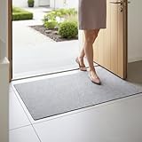 cocofy Fußmatte dünn 2 mm extra flach 60x90 cm, Schmutzfangmatte dünn innen, dünne Fußmatte aus Filz mit Anti-Rutsch Unterseite, Türmatte innen Grau
