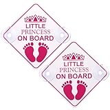 Amabro Kleine Prinzessin an Bord Auto Warnschilder, 2 Stück, 5'x5' rosa Aufkleber Schild für Auto mit doppelten Saugnäpfen wiederverwendbarer Baby im Auto Aufkleber Fahrzeugtafel Aufkleber