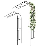 Rosenbogen für den Garten, 270 x 240 cm, wetterfestes Stahlgitter für Kletterpflanzen, Outdoor-Unterstützung, schwarzer Halbbogen für Blumenranken und Gartendekoration