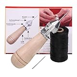 Langlauf Schuhbedarf Profi Nähahle Sattlerahle mit Ledernadel & Ledergarn - zum nähen von Planen, Leder, Segeltuch, Cabrio Verdecken und Taschen - Leather Speedy Stitcher Thread Sewing Awl Tool Kit