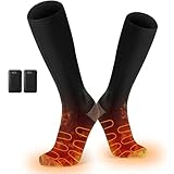 2024 Beheizbare Socken, 3,7V/4000mAh Wiederaufladbare Heizsocken mit 4 Temperaturen, Waschbare Fußwärmer Elektrisch für Winterjagd/Skifahren/Radfahren/Camping/Angeln, Unisex für Männer/Frauen，36-44EU