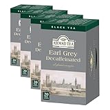 Ahmad Tea - Earl Grey ohne Koffein - Koffeinfreier Schwarztee mit Bergamotte - Einzeln Verpackte, Aromaversiegelte Teebeutel mit 2g Tee pro Portion - 20 Teebeutel mit Band (Packung mit 4)