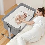 Beistellbett Baby, 3 In 1 Babybett Zustellbett Stubenwagen Babywiege Tragbares Baby Reisebett Mit Matratze & Rollen Verstellbar Kinderbett Beistellbett mit Wiegefunktion Für Neugeborene Kleinkinder