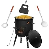 Ø49cm Uchag 2mm stahl Utschak Feuerstelle Utschag Campingofen 22L Kazan Kasan (flacher Boden) Feldküche Außenküche Eintopfofen mit Schaumkelle Suppenkelle Grillfächer