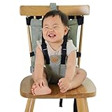 Baby Travel Essential Harness Seat Portable High Chair for Babies Toddlers Travel High Chair Seat Foldable Child Feeding Seat Safety Belt for Dining, Grey