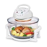 TZS First Austria Halogenofen | 12-17L Kapazität | Glasschüssel | Grillgitter | Zange | Deckelhalter | Timer-Funktion