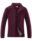 33,000ft Damen Fleecejacke mit Durchgehendem Reißverschluss Stehkragen Damen Leichte Fleece Jacke Antistatische Outdoor Damenjacke für Wandern und Freizeit, Weinrot L