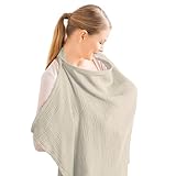 Aolso Stillbezug für Babys, Musselin-Stillbezug, Stilltuch für Unterwegs Stillschal Stillschürze, Weicher und Atmungsaktiver Stillschal, verstellbarer Riemen, Geeignet für Autositze (Khaki)