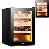 Elektrischer Zigarren- und Weinhumidor mit intelligenter Klimasteuerung, Schublade aus spanischer Zeder, LED-Display und Beleuchtung