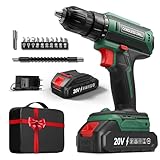 Akkuschrauber mit 2000mAh Akku, 20V Akku Bohrschrauber Set 42Nm Max, 2-Gang Akku-Bohrmaschine, Kompatibel mit Makita Akku, 25+1 Drehmomentstufen, 10mm Bohrfutter, LED-Licht，Für Reparatur und DIY