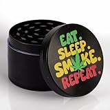 OnAir® Grinder 4-teilig; Crusher mit Sieb und Schaber; 50 mm (Eat Sleep Smoke Repeat 2)