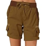 ADovz Lässige, lockere Shorts mit hoher Taille für Damen, lässige Shorts mit 4 Taschen und hoher Taille (2XL,Ginger)