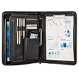 ONVAYA® Konferenzmappe A4 | schwarz | Aktenmappe | Businessmappe | Schreibmappe mit Block | strapazierfähiges Kunstleder | Dokumentenmappe