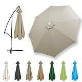 HonunGron 2,7m/3,0m/3,5m/4,0m Sonnenschirm Ersatzbezug 6 Streben/8 Streben, Sonnenschirm Stoff UV Schutz 50 Windfest Strand Terrasse Garten Sonnenschirm Ersatzteile (Taupe,4.0m / 8 Streben)