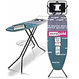 EUROGOLD® XXL Bügelbrett120x42cm [INKL. Steckdose] - Bügelbrett für Dampfbügelstation (Made in Europe) - Bügelbrettmit Steckdose - Bügeltisch Ironing Board - Stabil & Höhenverstellbar (Grün)