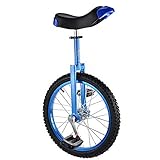 Einrad 16/18 Zoll Einräder Für Kinder, Einrad Balance-Übungs-Spaßfahrrad Fitness-Scooter Zirkus, Verstellbarer Sitz, Lasten 150Kg,Blau,18in