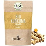 HOFKRAUT BIO Kurkuma Pulver 1000g | Kurkumawurzel gemahlen | Rückstandskontrolliert | Ideal für Tee, Goldene Milch, Curry und vieles mehr.