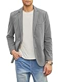 Elegancity Herren Cord Anzugjacke Grau Retro Sakko Freizeit Blazer Regular Fit Winterjacken Mit 3 Taschen L