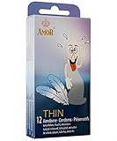 AMOR Kondome Thin 12er Pack I 53 mm Breite I Premium Kondome extra feucht I Kondome gefühlsecht hauchzart I extra dünne 0,055mm Wandstärke & Naturfarben I Kondome für Männer I Condoms for Men