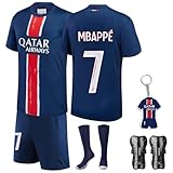 Czzovos Saison 24/25 Fußballtrikot für Kinder, Nr.7 Fußball Trikot Herren Fussball, Fußballtrikot Set Kinder T-Shirt und Shorts Jersey Fußballtrikot mit Socken für Kinder und Knieschützer im Set