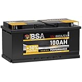 BSA Autobatterie 12v 100Ah 880A/EN +30% mehr Startkraft Starterbatterie Batterie ersetzt 85Ah 88Ah 90Ah 92Ah 95Ah