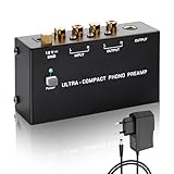 SinLoon PP400P Professional Phono Preamp Dual Output (RCA & 6.35mm) mit Erdklemme & Stromschalter, Low Noise Turntable Phonograph Verstärker für Home Audio & DJ Mixing (schwarz)