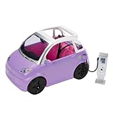 Barbie-Auto, Cabrio, Elektroauto lila mit Ladestation und Kabel, rosa Innenausstattung, bewegliche Räder, Puppe Nicht enthalten, Geschenk für Kinder ab 3 Jahren,HJV36